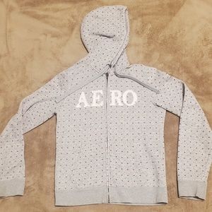 Aeropostale Grey w/Hearts Zip up w/Faux Fur Hoodie